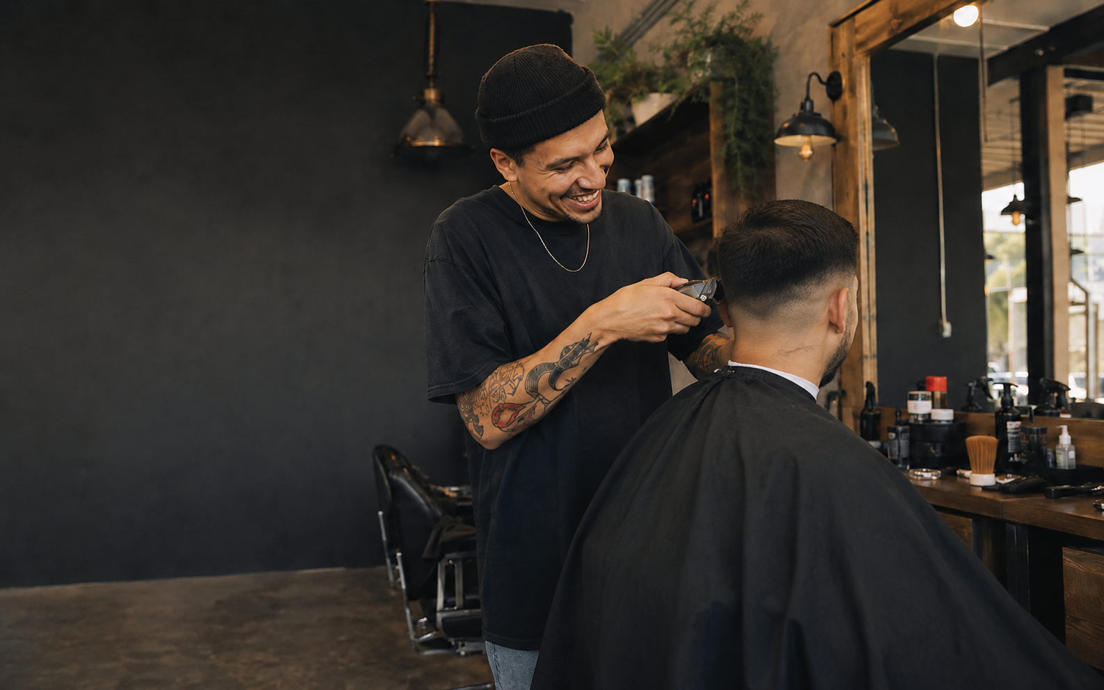 Friendly neighborhood barber giving a fresh fade